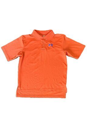 Boys Under Armour Loose Heatgear Orange Three-Button Jersey w/Collar, Size YSM